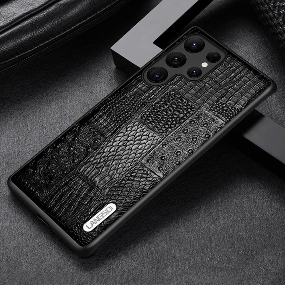 100% натуральный кожаный ретро-чехол для телефона Samsung Galaxy S23 S24 Ultra S24 Plus S24Plus S24Ultra Роскошная задняя крышка