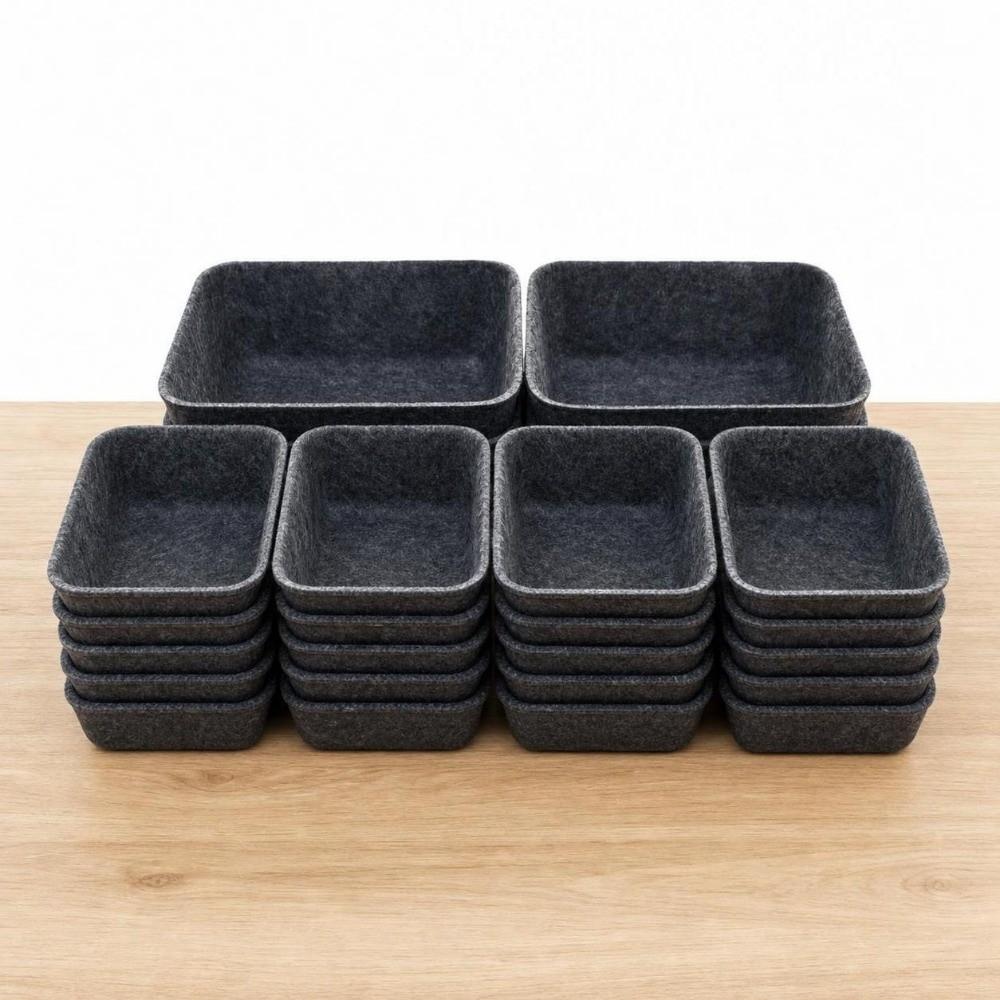 16Pcs/Set Seamless Felt Storage Box Set Space-Saving Desktop Sundries Box Closet Organizer