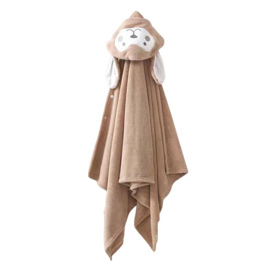 Hooded Baby Towel Button-up Absorbent Bathrobe Cartoon Animal Coral Velvet Cape Towel for Girls Boys Toddlers Home Pool Use