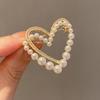 Women Brooch Faux Pearl Rhinestone Decor Heart Shape Stainless Anti-slip Wear-resistant Coat Collar Hat Scarf Decoration Clothes Pin Garment Jewelry