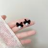 ribbon earrings pearl 2 pieces for both ears Smaller cute black ribbon bow knot birthday present invited party Affordable price trend accessories