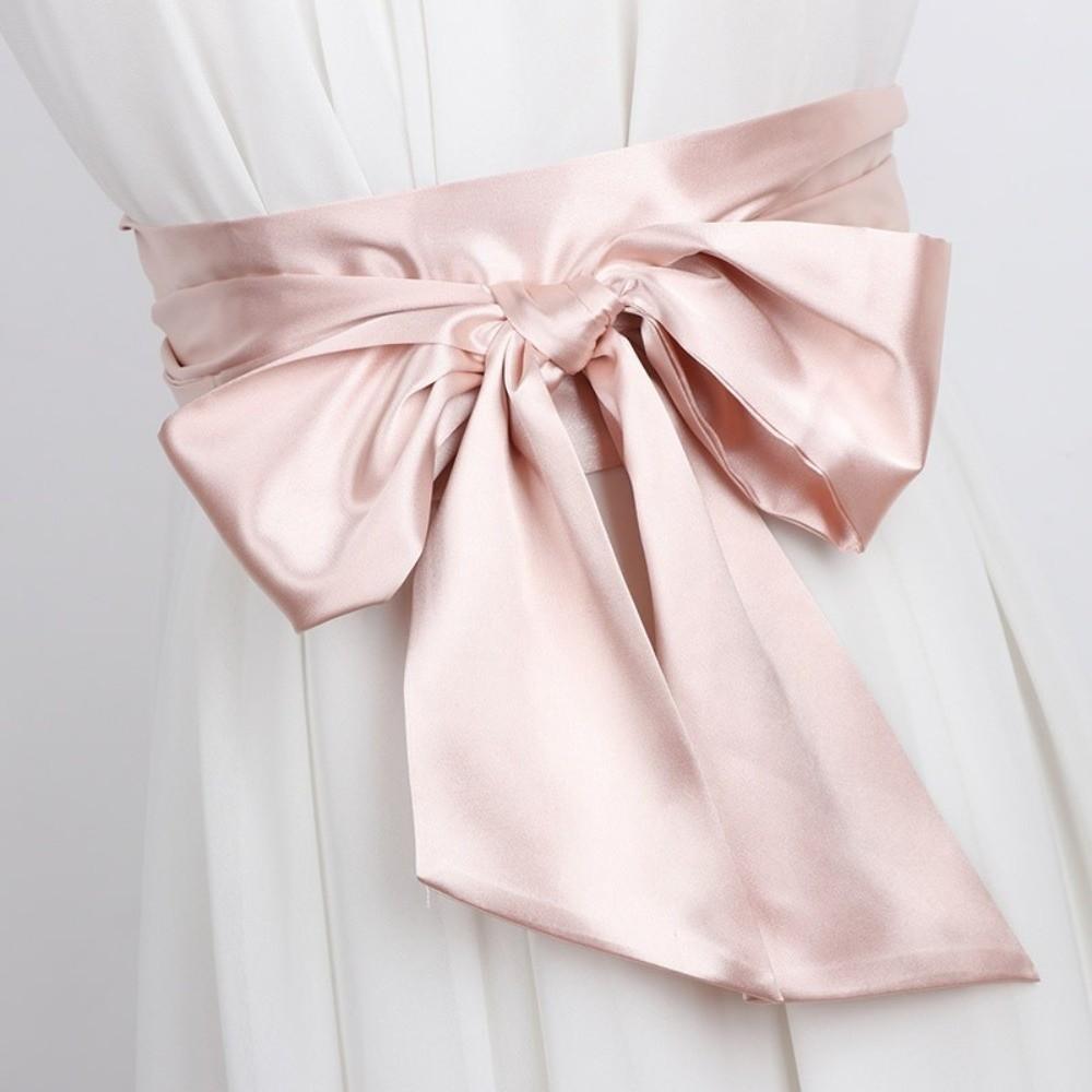 Ethnic Style Satin Ribbon Belt Adjustable Wide Waistband Lace Up Waistband Dress