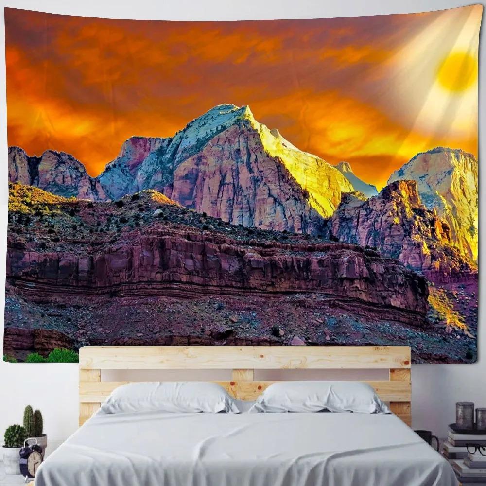 Outdoor Scenery Mountains and Rivers Tapestry Office Living Room Tapestry Home Wall Decoration Tapestry