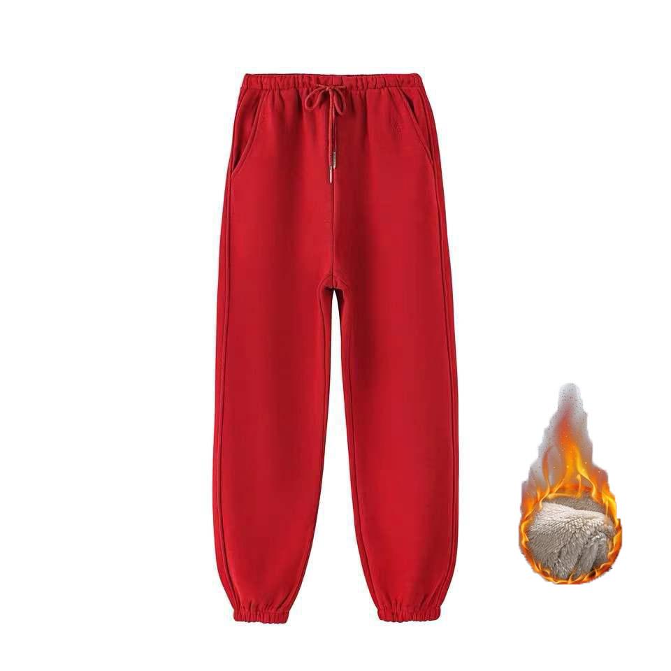 2023 Модные женские зимние теплые длинные брюки, флисовые толстые леггинсы, однотонные, эластичные, на шнуровке, повседневные спортивные штаны-шаровары, повседневные брюки, размер Plu