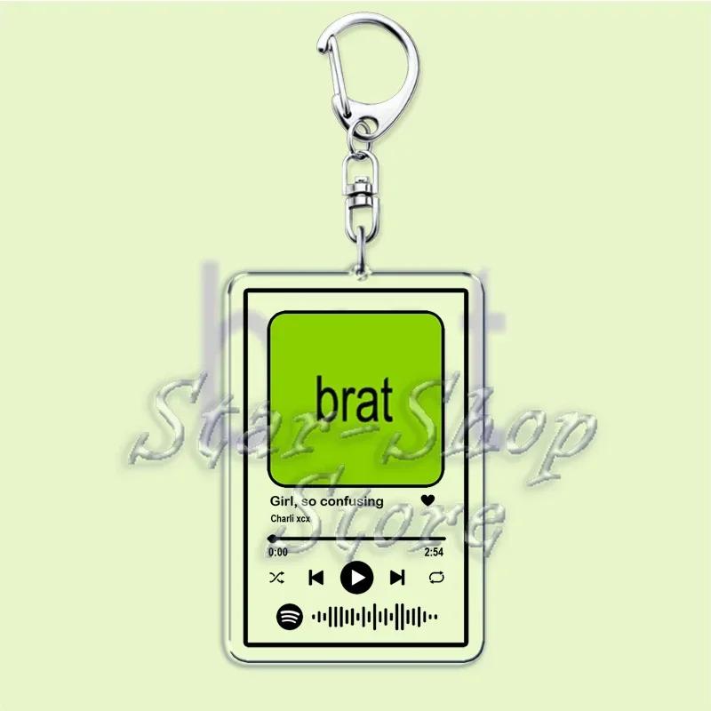 Музыка Charli XCX Альбом Brat Брелоки Горячие Песни Плейлист Подвеска Брелок для Аксессуаров Сумка Кольцо Брелок Украшения Подарки для Фанатов