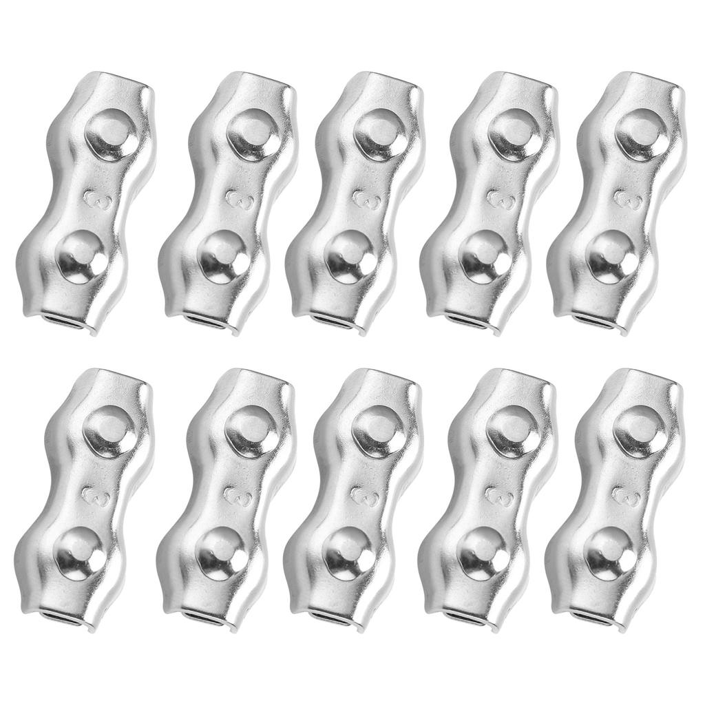 10Pcs Steel Wire Rope Chuck Lock 304 Stainless M3 Double Clip Clamp for Industrial Mechanism