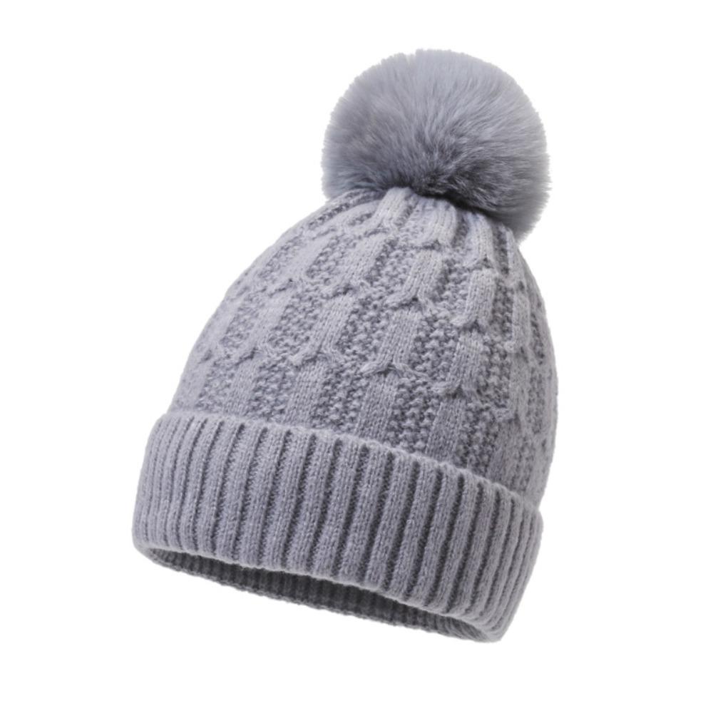 Thicken Winter Beanie Hat With Fur Pom Pom Winter Caps Fashionable Fleece Beanies Outdoor Wear