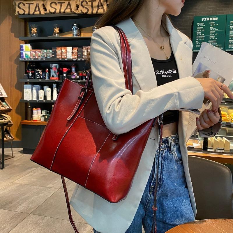 Women's Large Cowhide Shoulder Bag Women's Fashion Genuine Leather Women's Bag Large Capacity Tote Bag