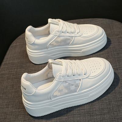 Кожаные сетчатые дышащие белые туфли, детские летние новые универсальные туфли на толстой подошве, увеличивающие рост, повседневная спортивная обувь