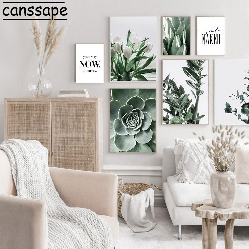 Природа Настенная Живопись Суккулентные Растения Плакаты Цветы Зеленые Растения Листья Холст Картина Скандинавские Настенные Картины Декор Гостиной