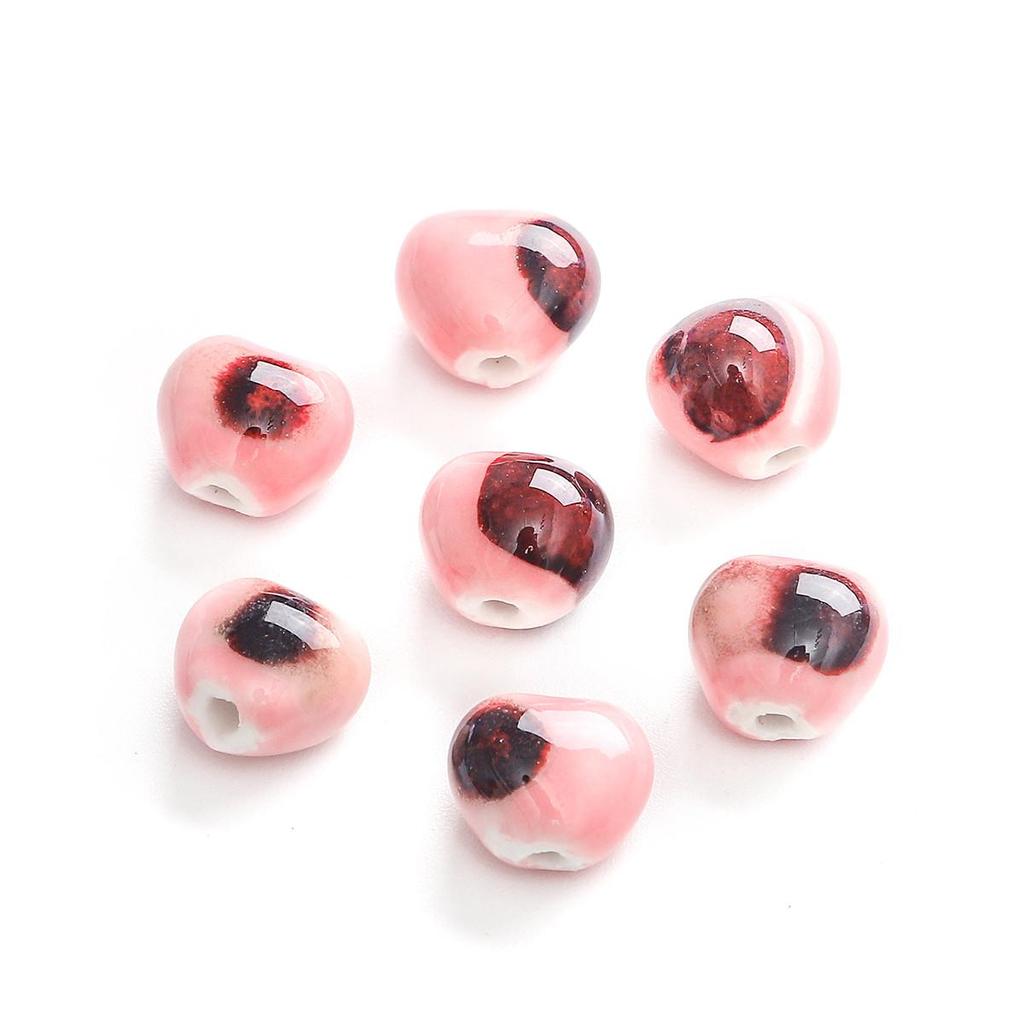 12x11 мм 10 шт., фарфоровые бусины в форме маленького сердца с цветочной глазурью, подвеска для изготовления ювелирных изделий своими руками