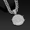 Men's Hip Hop Street Style Rhinestone Round Shaped & Double K Designed Pendant Necklaces Unisex Daily Wear Cuban Jewelry Gifts