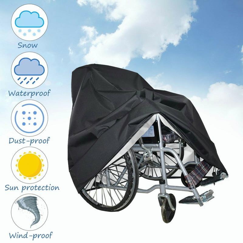 Waterproof Rain Wheelchair Cover for Electric Manual Folding Wheelchairs Black