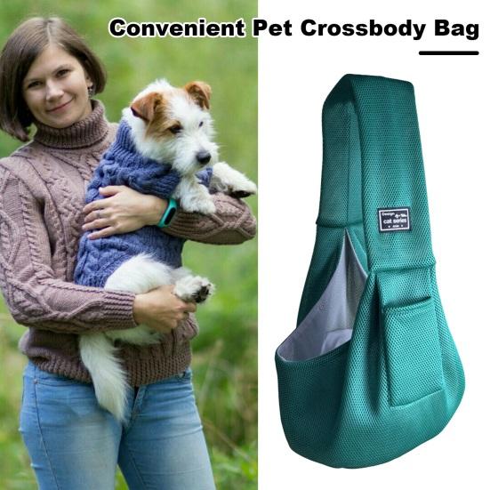 Pet Carrier Sling Breathable Crossbody Bag Puppy Carrier Purse Hand-Free Dog Sling Carrier with Storage Pockets for Small Dogs Cats