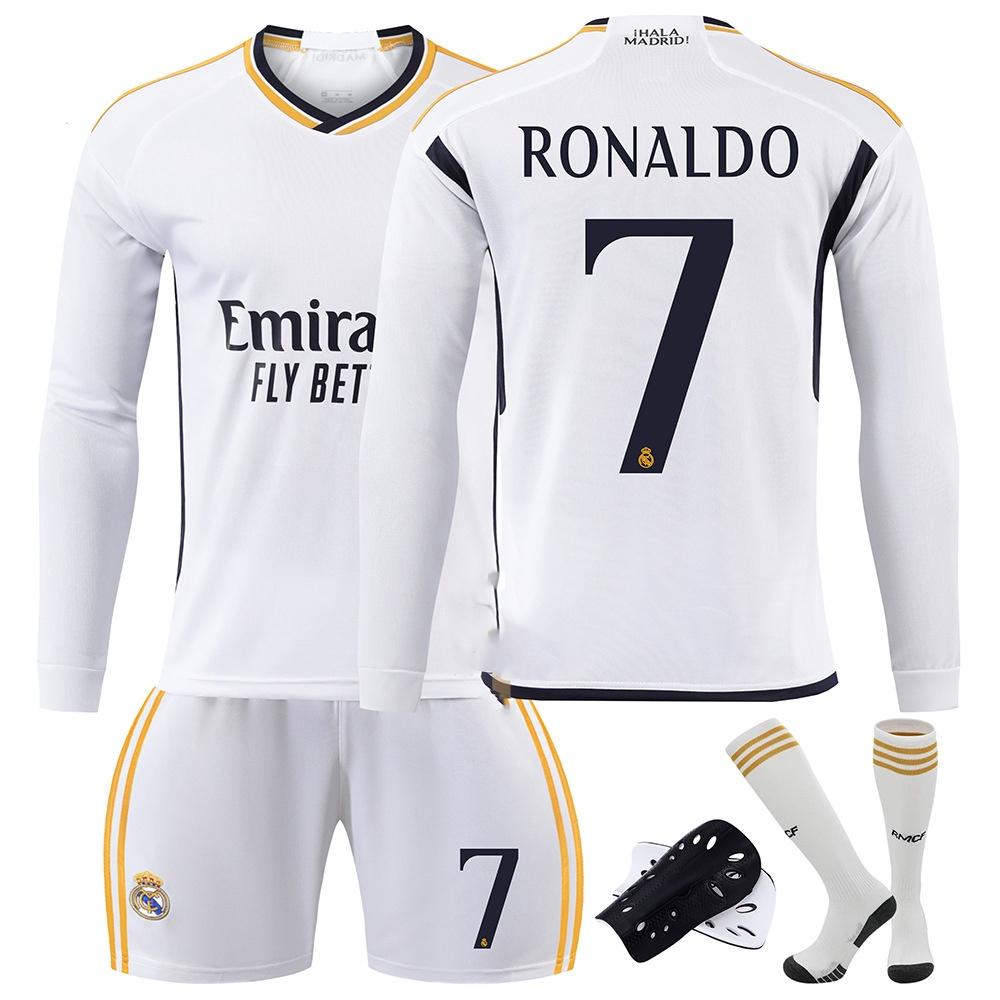 Модная футбольная майка с длинным рукавом «Реал Мадрид» 2324 для детей Вини-младший. Бекхэм Модрич