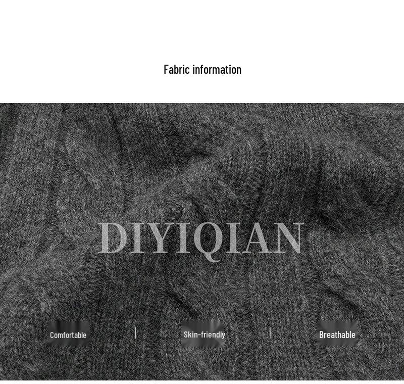 DIYIQIAN Женский классический ретро кардиган из шерсти крупной вязки - Осенне-зимний универсальный топ с круглым вырезом