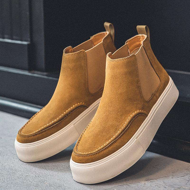 Модные мужские модные сценические панк-платья челси ботинки прилив коровья замша кожа балетки ковбойские ботильоны красивые ботинки на платформе botas hombre