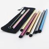 Metal Drinking Straw 304 Stainless Steel Colorful Straws Reusable Bent Straight Straw Set With Cleaner Brush Bar Party Accessory