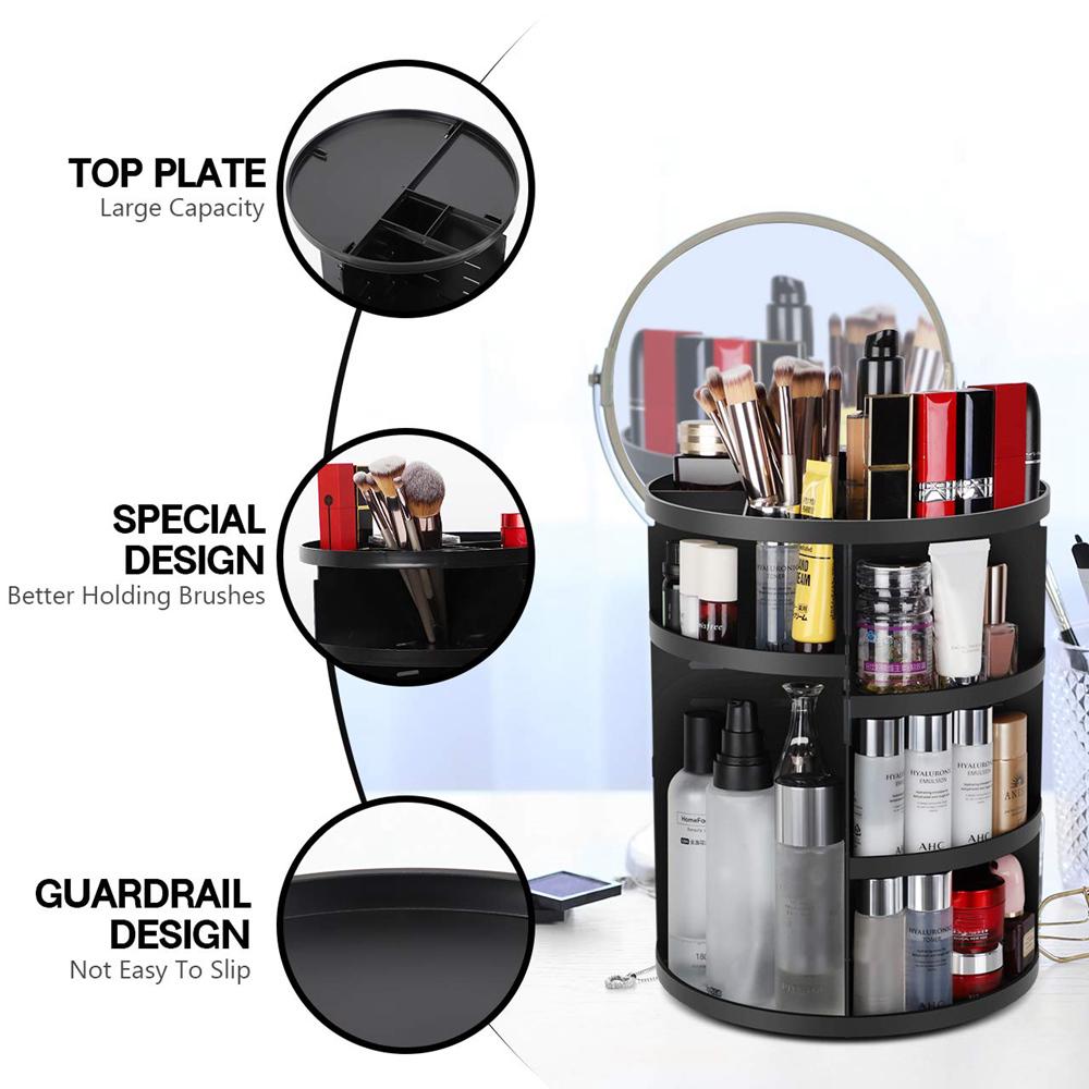 Multifunction 360 Rotating Makeup Organizer Bathroom Makeup DIY Adjustable Cosmetics Storage Box Vanity Shelf 