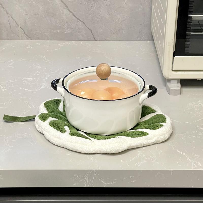 Monstera Leaf Shaped Hand Towel Coral Fleece Absorbent Hanging Towel for Kitchen Bathroom