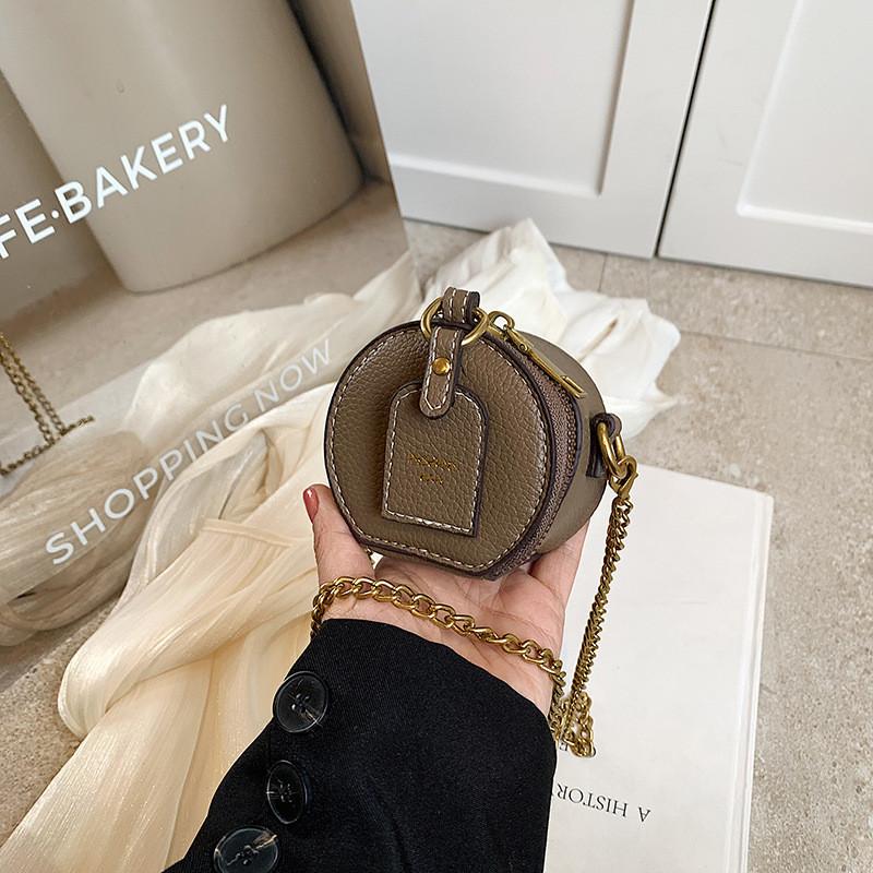 Stylish Retro Mini Round Bag For Kids And Adults With Chain Design Lightweight