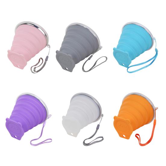 Складной силиконовый стакан для воды Yousheng со шнурком, широким горлышком, герметичный, портативная бутылка для воды с прозрачной крышкой