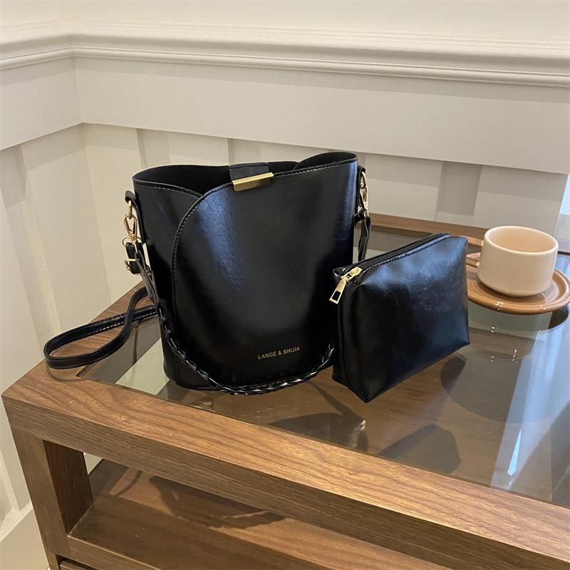 Bags Fashion Shoulder Bags Textured Pu Bucket Bags Niche Versatile Women'S Bags Two-Piece Set Crossbody