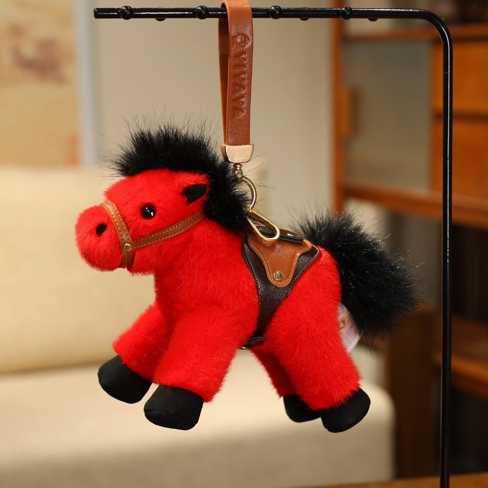 Cartoon Horse Stuffed Toy Keychain Stuffed Simulation Horse Toy Keychain Christmas Gift
