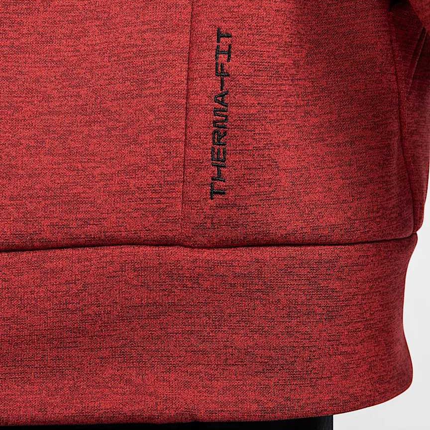 Nike Therma-Fit Теплый тренировочный пуловер с капюшоном Мужские толстовки с капюшоном Team-Red Color-Block University-Red DQ4835-677
