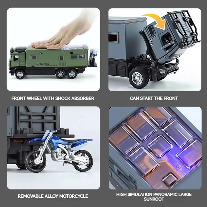 1:24 Mercedes Benz Camper RV Caravan игрушечная модель автомобиля литой игрушечный грузовик с инерционным механизмом модель игрушечного автомобиля со звуком и светом подходит для детей мальчиков девочек