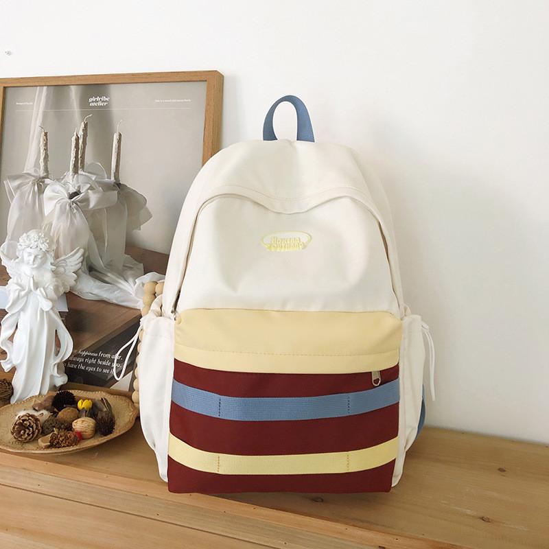Minimalist Student Backpack With Color Block Design For Casual Travel And Day Trips