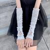 Lolita Ballet Style White Lace Gloves with Sleeves for Women - Thin Summer Sun Protection, Spicy Girl Lace-up Design