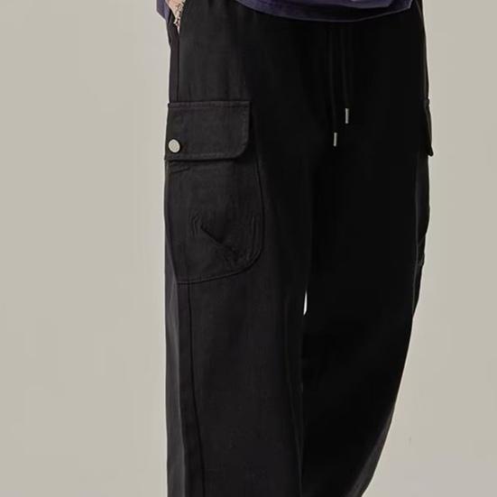 Мужские брюки-карго с несколькими карманами в американском стиле, прямые, широкие, свободные, с завязками на резинке, на талии, для повседневных путешествий