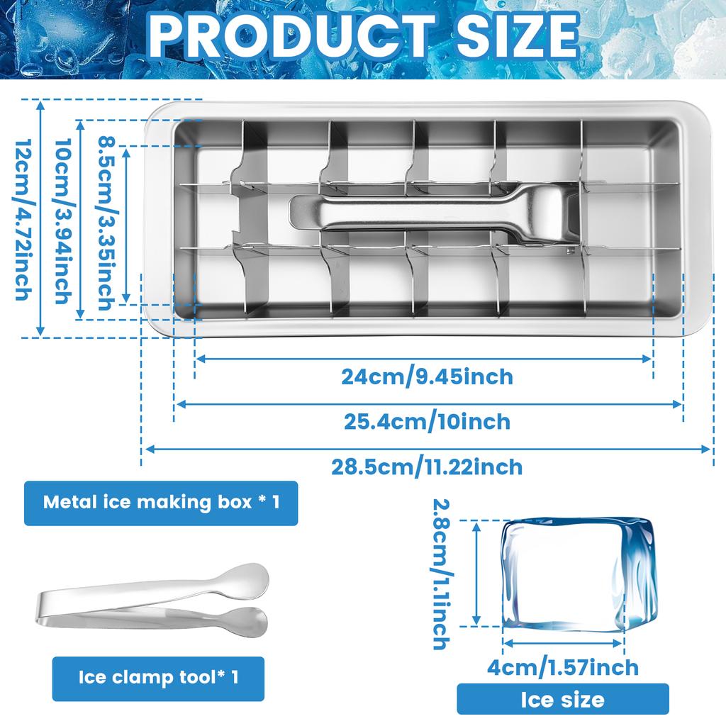 Stainless Steel Ice Cube Maker 18 Slots Ice Tray with Lever Versatile Dishwasher Safe Ice Cube Tray for Milk and Drink Cooling