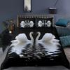 Swan Duvet Cover Black And White Swan Duvet Cover Queen Bird Comforter Cover Microfiber Romantic Flower Wild Animals Quilt Cover