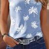 V-образный вырез, пуговицы, вырезы, жилет без рукавов, милый узор в виде кокосовой пальмы, женская майка