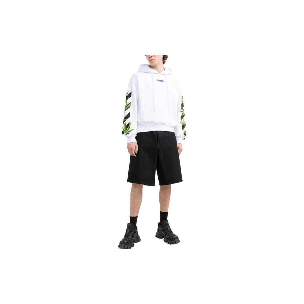 Off-White Weed Arrows Over Hoodie White/Green Men Tops OMBB037S22FLE0100155
