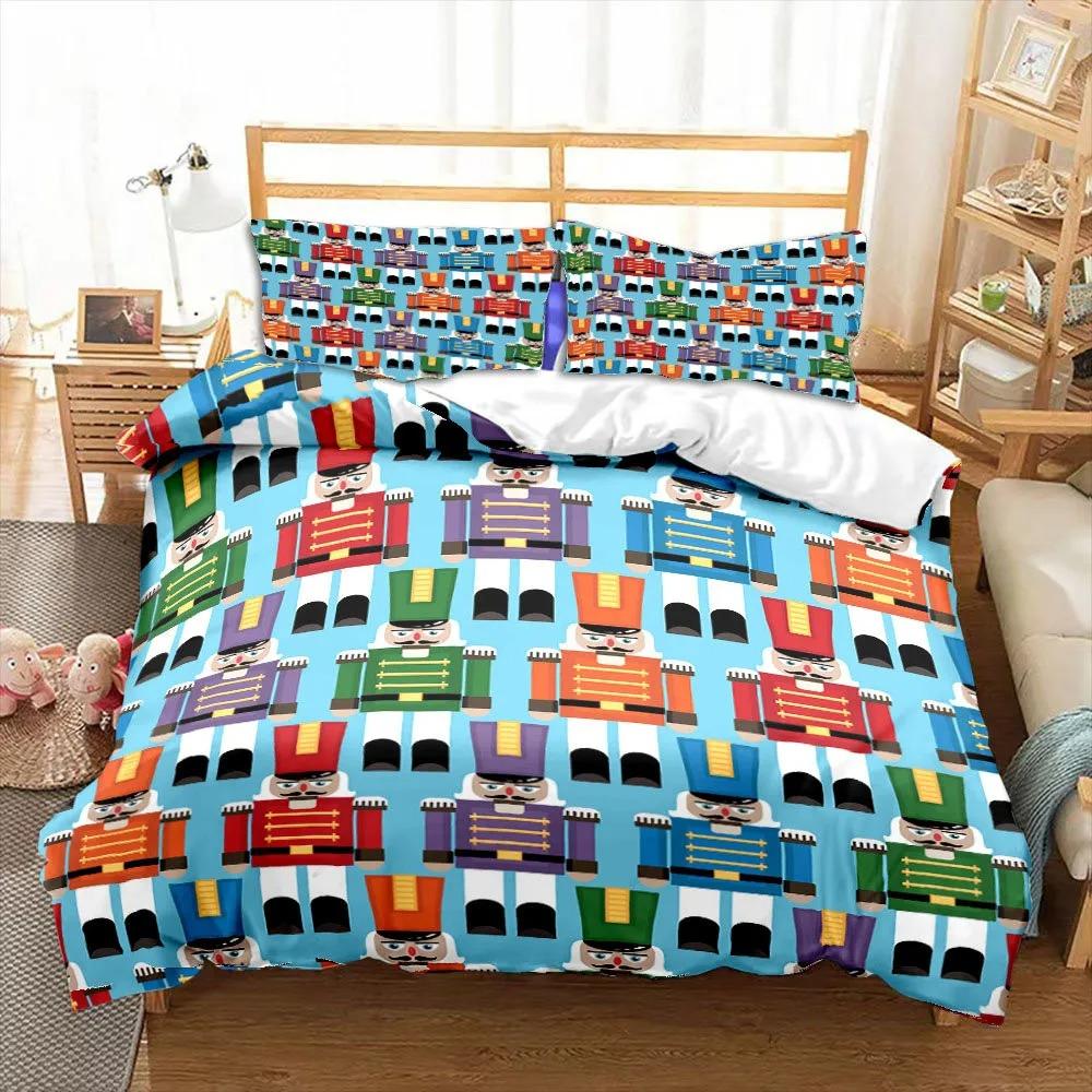 Мультяшный пододеяльник «Щелкунчик» Подарок на Рождество Украшение для спальни мальчика Женский мужской Мультяшный Королевский гвардеец Королева Кинг-сайз