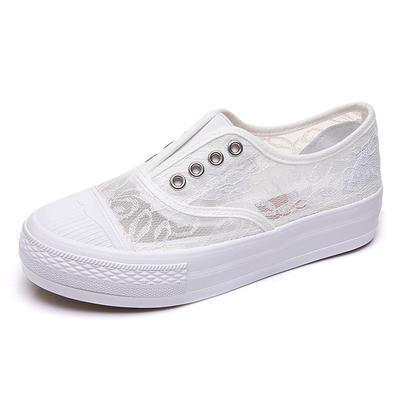 Туфли на платформе из парусины, женские повседневные туфли с кружевной сеткой, летние дышащие кроссовки, женские туфли без застежек, туфли на плоской подошве, туфли Zapatos De Mujer