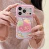 Милый Чехол-Медвежонок с Клубникой для iPhone 17 Pro 16 15 14 Pro Max с Магнитным Держателем-Подставкой Ударопрочный 16 17 15pro Защитный Co