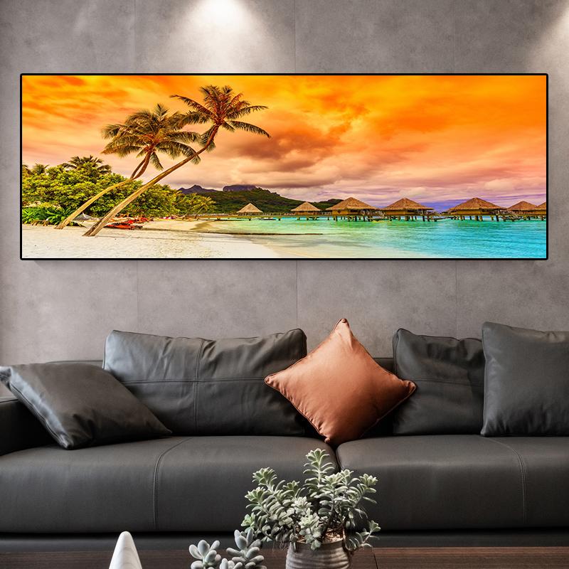 Пейзаж Тропический Морской Пляж Холст Картина Пальма Плакаты и принты Настенные Художественные Фотографии Гостиная Домашний Декор Без Рамки