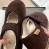 [Armano] Heel Height 4cm Mary Jane Shoes Fluffy Shoes Suede Velcro Velvet Warm Casual Cotton Shoes Winter
