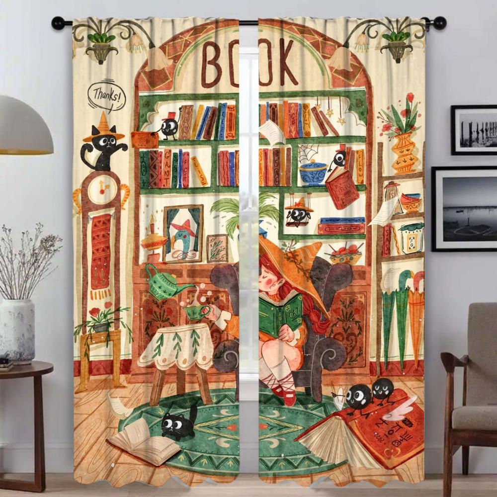Autmn Girl Blackout Curtain for Room 2 Panel Home Interior Curtains Tulle for Bedroom Partition Shades Living Kitchen Elegant