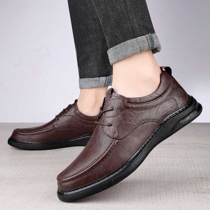 Повседневные мужские кожаные туфли из натуральной кожи высокого качества в мужском стиле для отдыха, бизнеса, вечеринок, повседневные, офисные туфли для взрослых, черные, коричневые