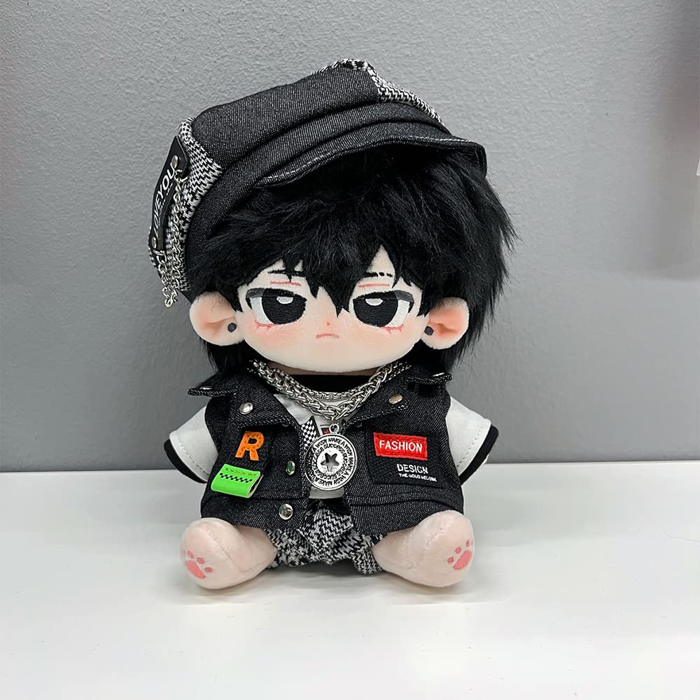 Niannyyhouse 20 см Набор плюшевой одежды: Шляпа, Жилет, Футболка, Шорты, Очки, Ожерелье, Обувь, Свободная хлопковая одежда для кук (Черный, 20см)