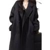 Women's Mid-Length Hepburn-Style Wool Felt Coat - Autumn/Winter Plus Velvet Thickened Petite Fit