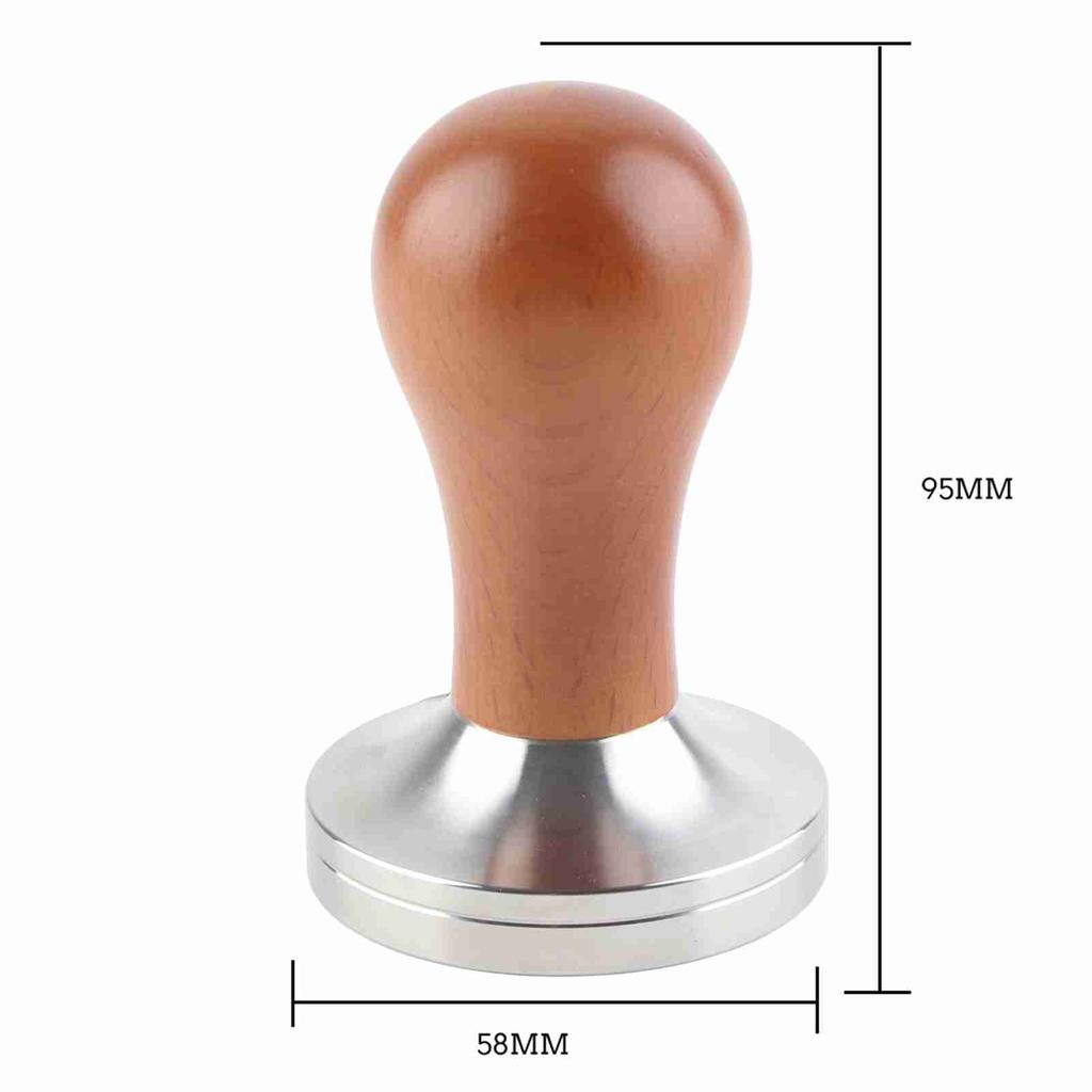 Пресс-инструмент из нержавеющей стали с деревянной ручкой и плоским основанием 58 мм для темперирования горячего кофе Темпер для темперирования эспрессо кофе