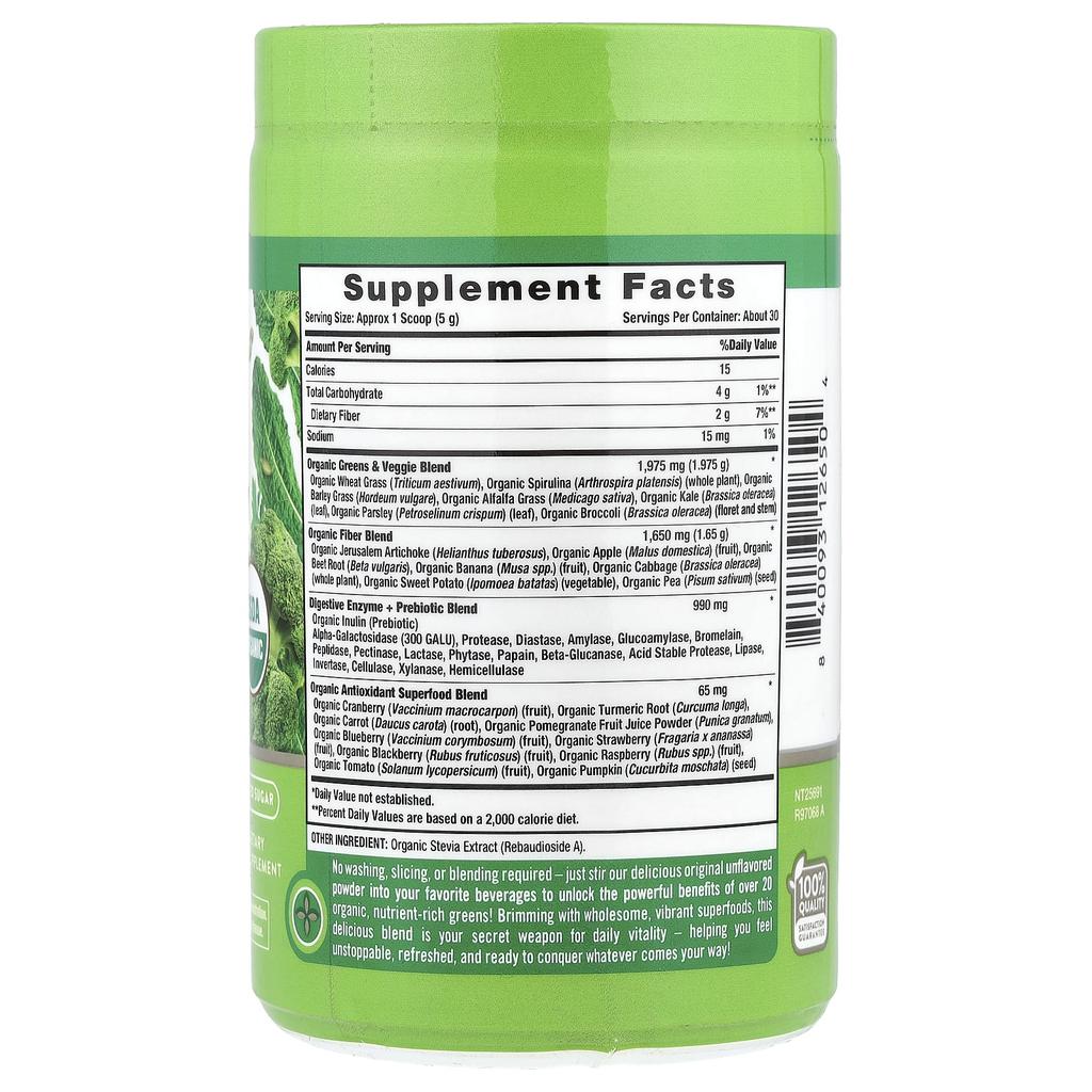 Nature's Truth Органическая смесь зелени+, Натуральный вкус, 150г (5,29 унций)