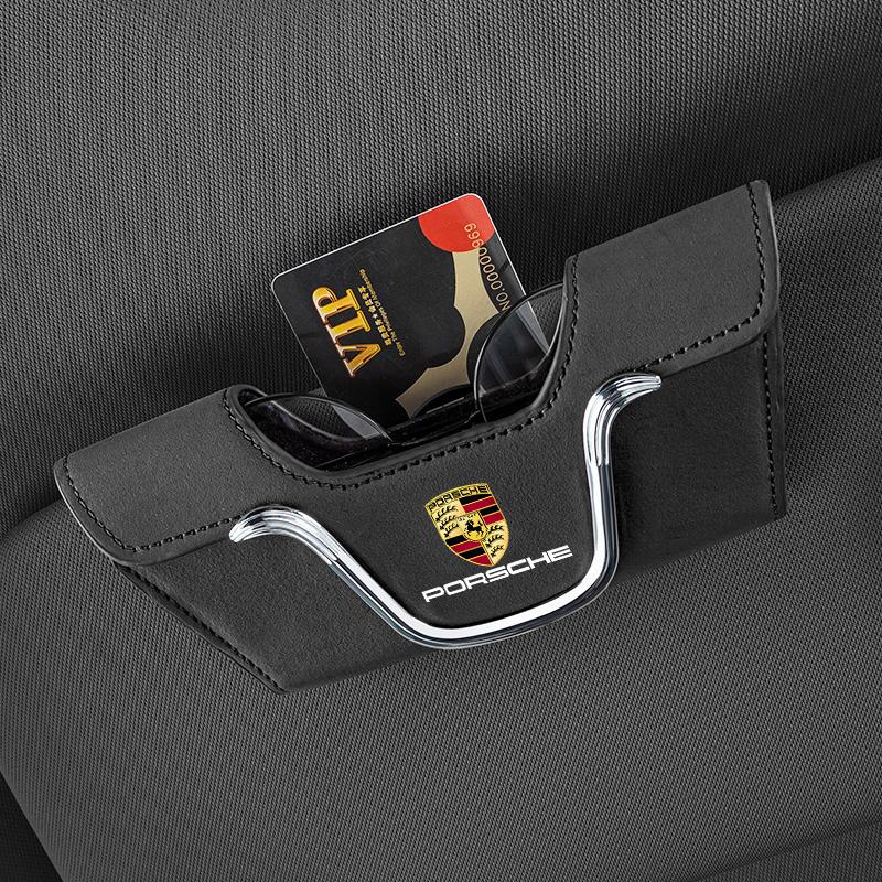 Metal Car Sun Visor Glasses Card Clips For Porsche Cayenne Panamera Macan 911 718 Taycan Boxster Cayman 918 Pajun Accessories FU3