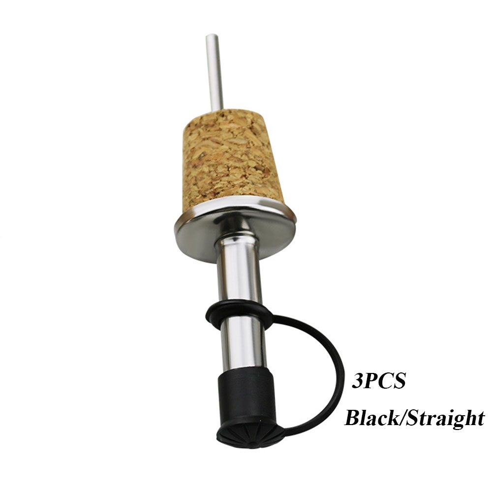 1/3PCS Metal Barware With Cover Bottle Stopper Wine Pourer Wooden Cork Oil Dispenser